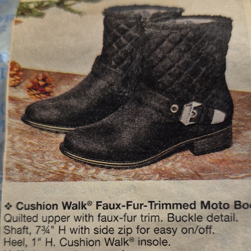 Black Faux-Fur Moto Boots